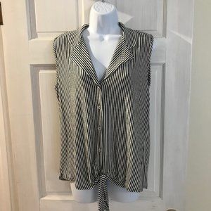 NWOT Sleeveless striped top with tie front